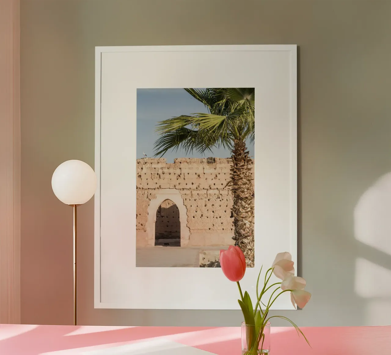 Stork and a palm tree hahnemühle de photolovers
