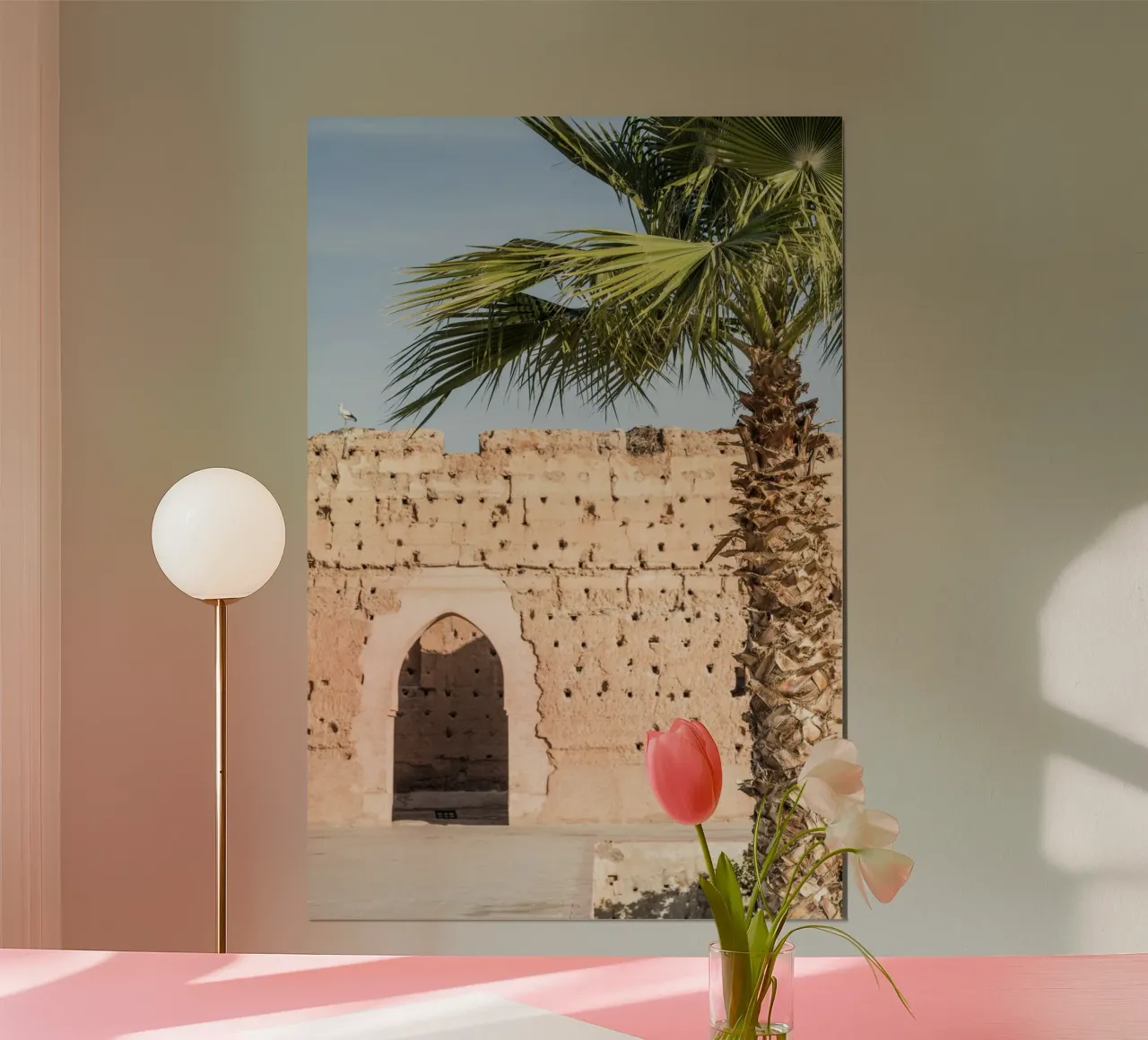 Stork and a palm tree hahnemühle de photolovers