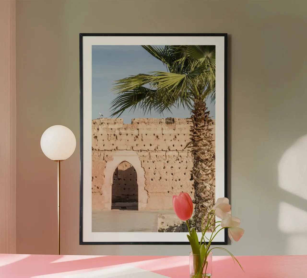 Stork and a palm tree hahnemühle de photolovers