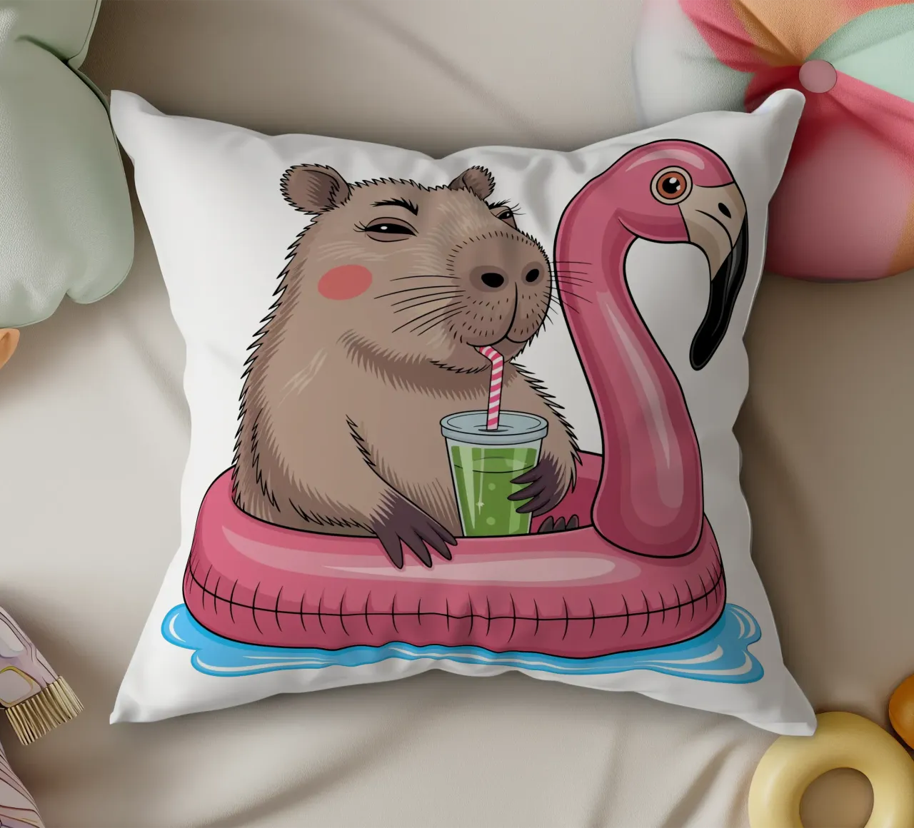 Capy & Bara mit Flamingo cuscino da Capy & Bara