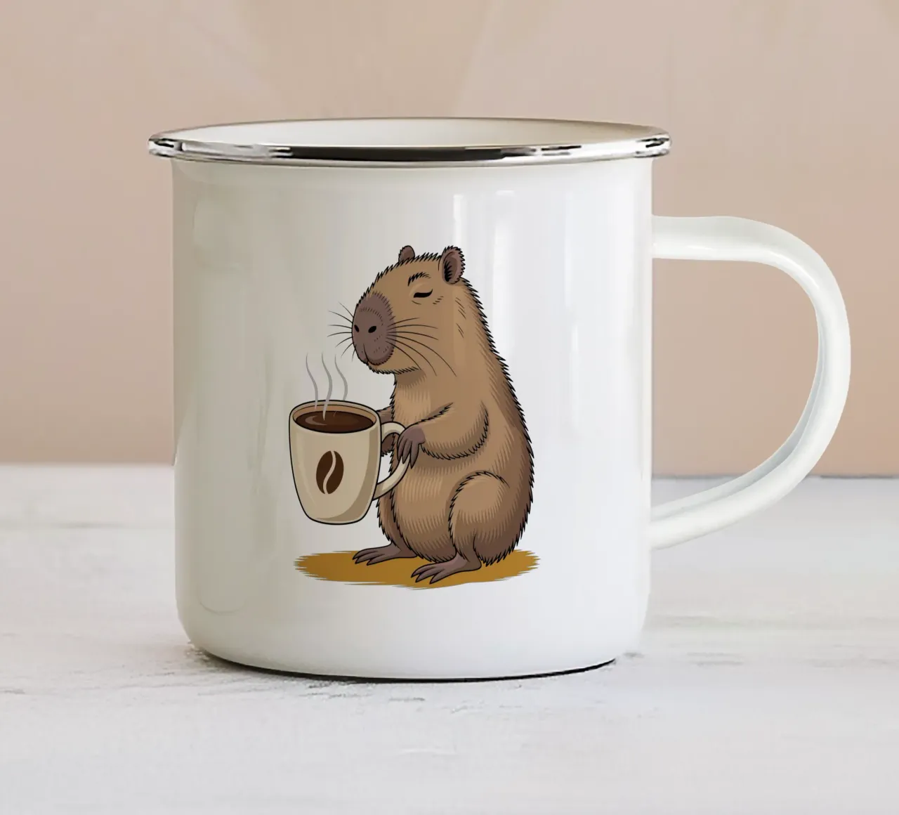 Capy & Bara beim Coffee Break tazza in smalto da Capy & Bara