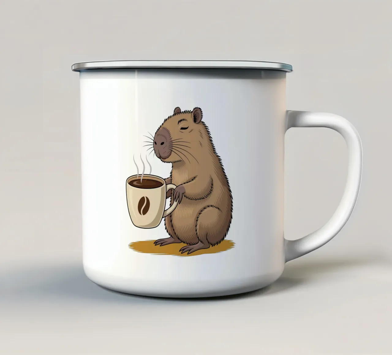 Capy & Bara beim Coffee Break tazza in smalto da Capy & Bara
