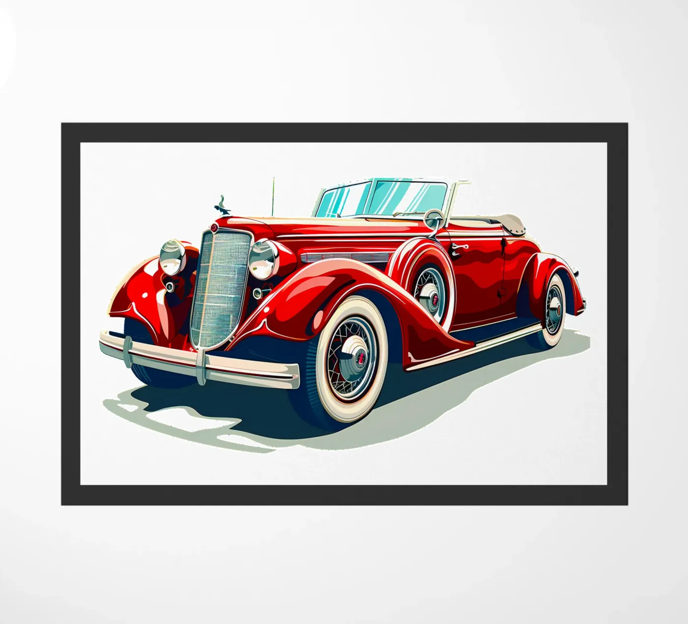 Rotes Oldtimer-Cabrio Fußmatte von Urban Life