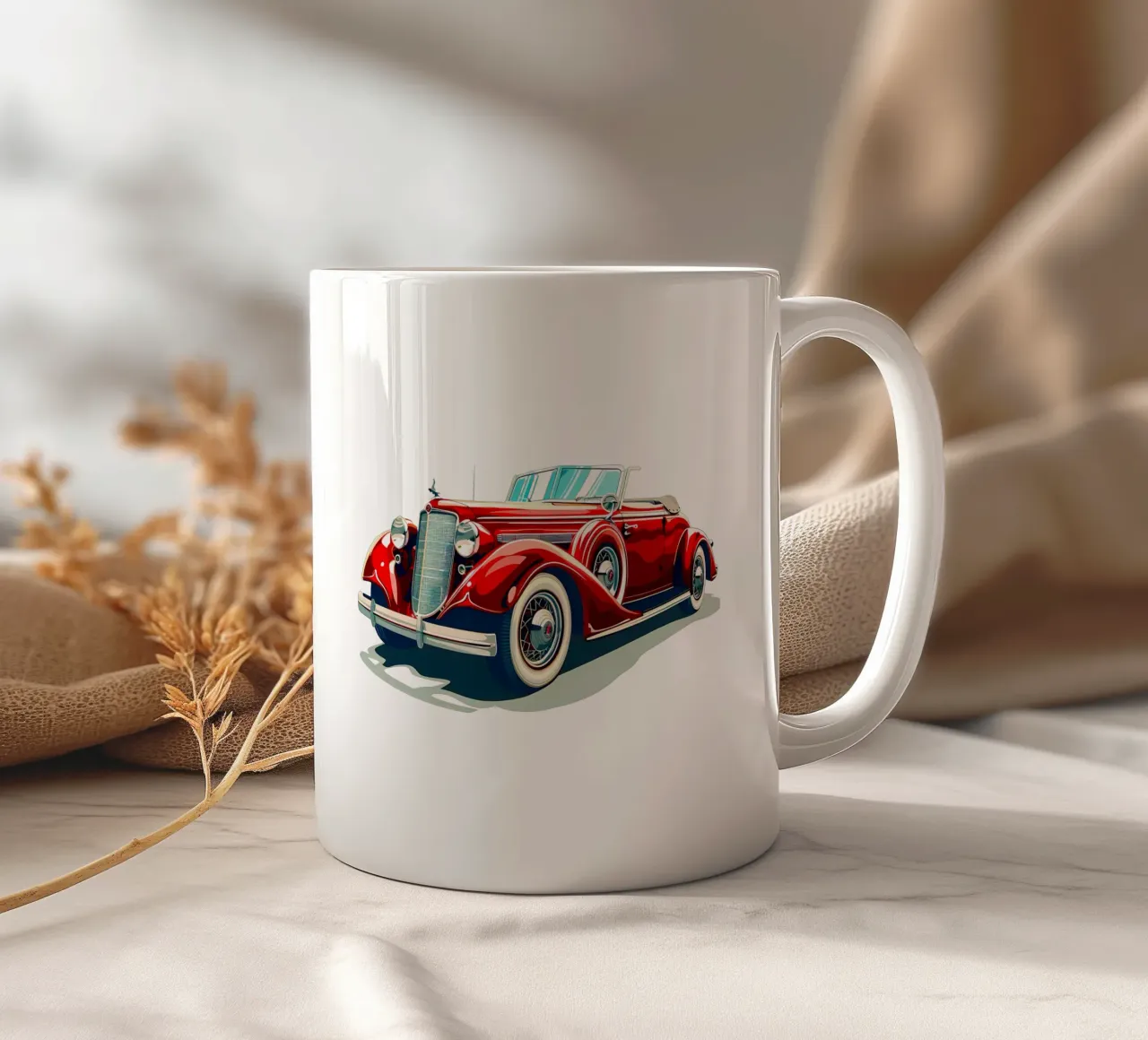 Auto cabriolet d'epoca rossa tazza in ceramica da Urban Life