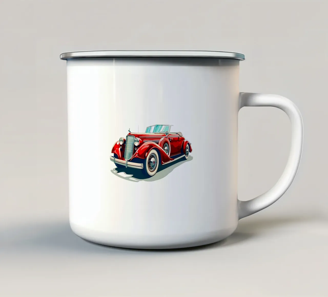 Auto cabriolet d'epoca rossa tazza in smalto da Urban Life