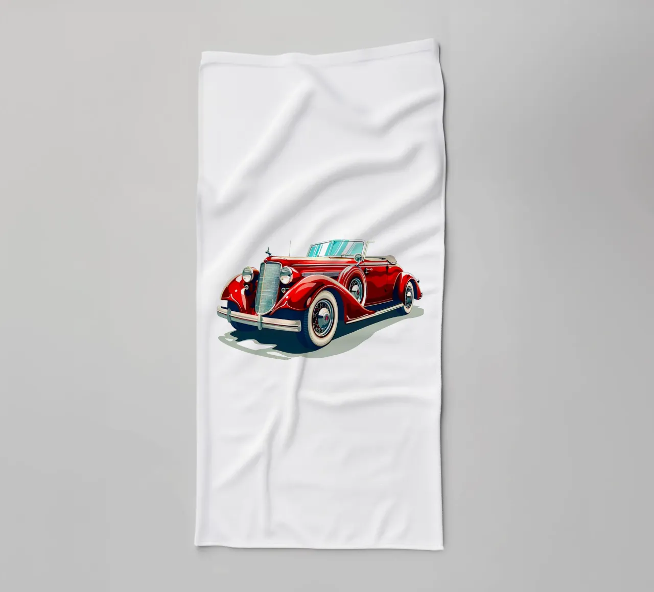 Auto cabriolet d'epoca rossa asciugamano da bagno da Urban Life