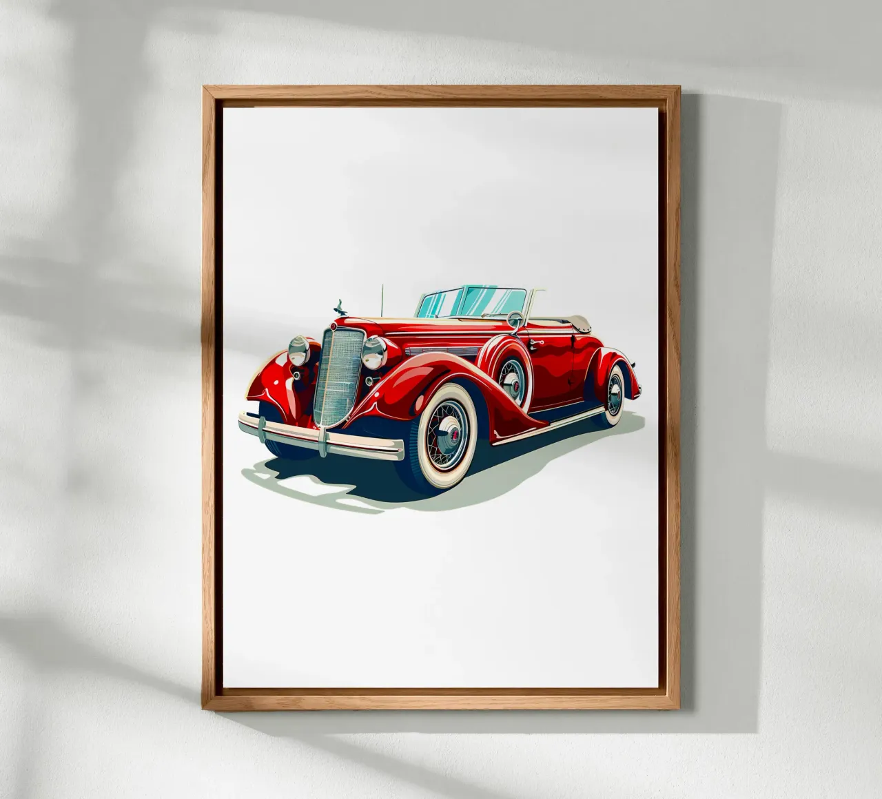 Auto cabriolet d'epoca rossa alluminio dibond da Urban Life