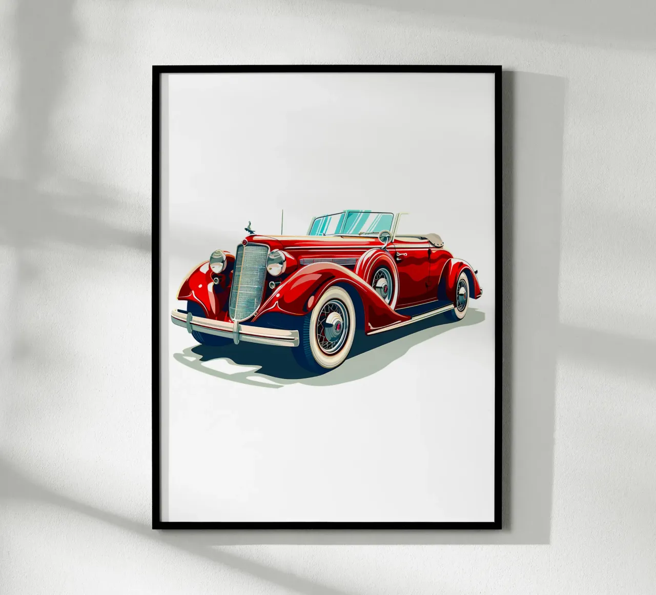 Auto cabriolet d'epoca rossa carta hahnemühle da Urban Life