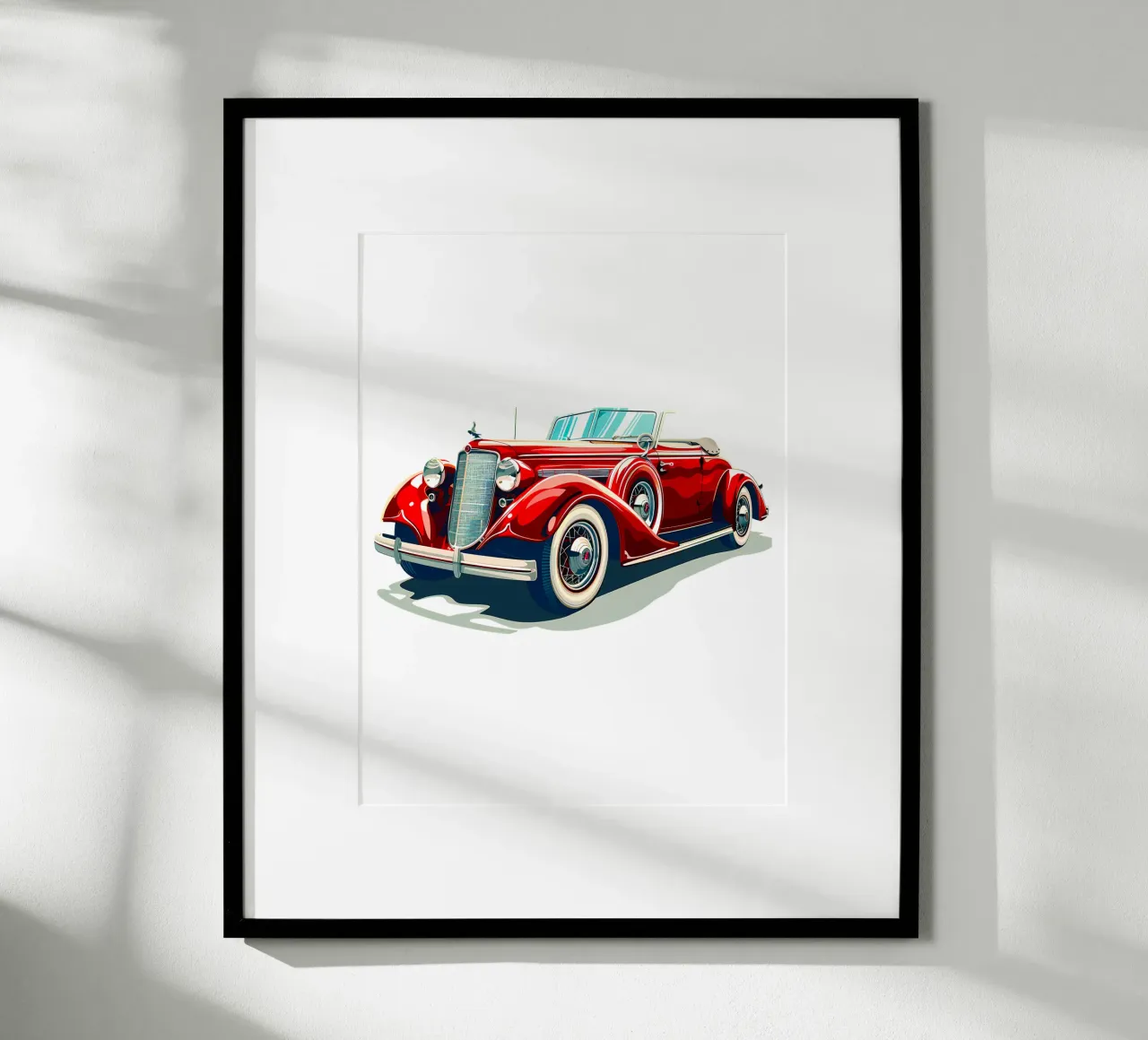 Auto cabriolet d'epoca rossa carta hahnemühle da Urban Life