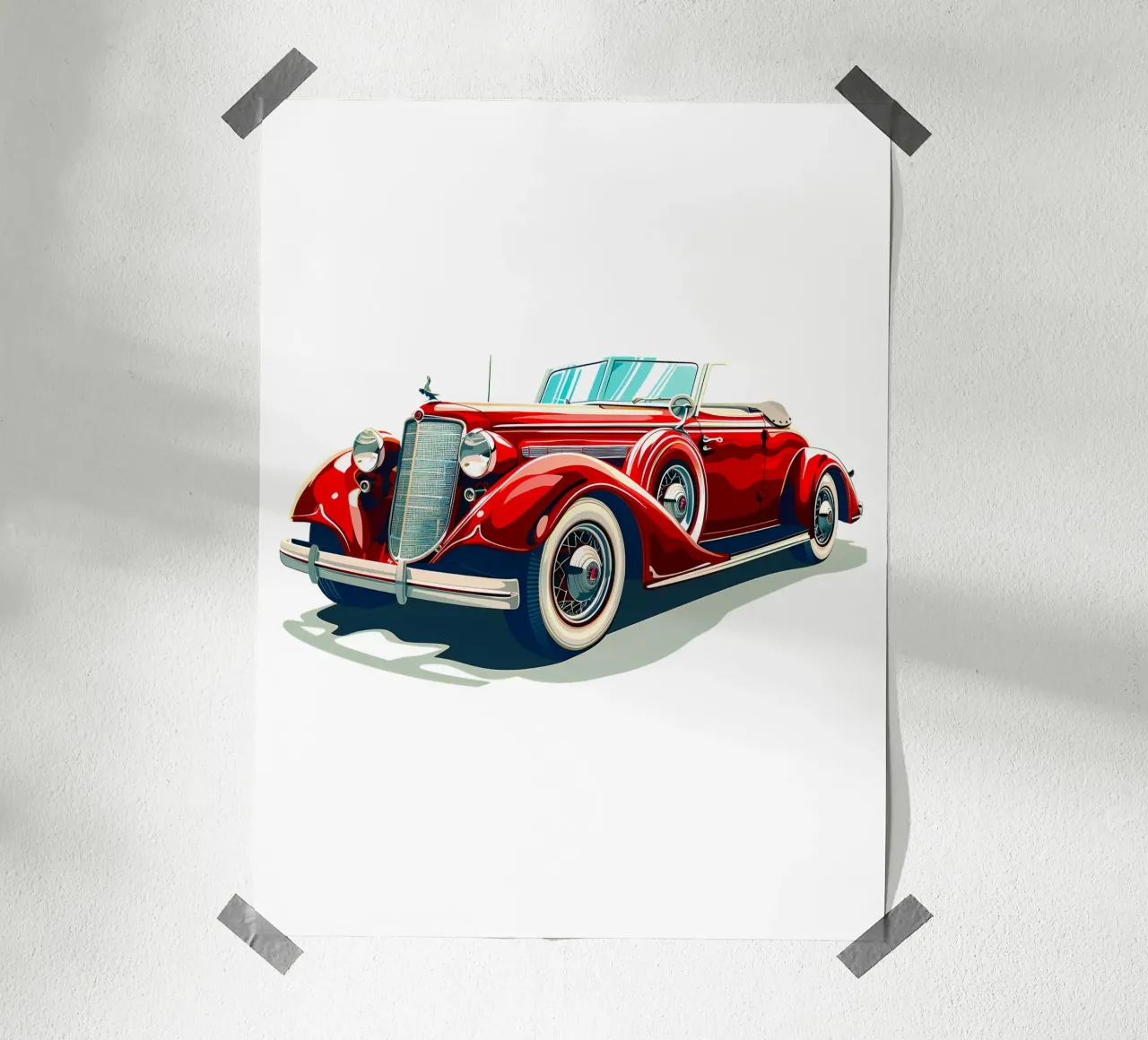Auto cabriolet d'epoca rossa carta hahnemühle da Urban Life