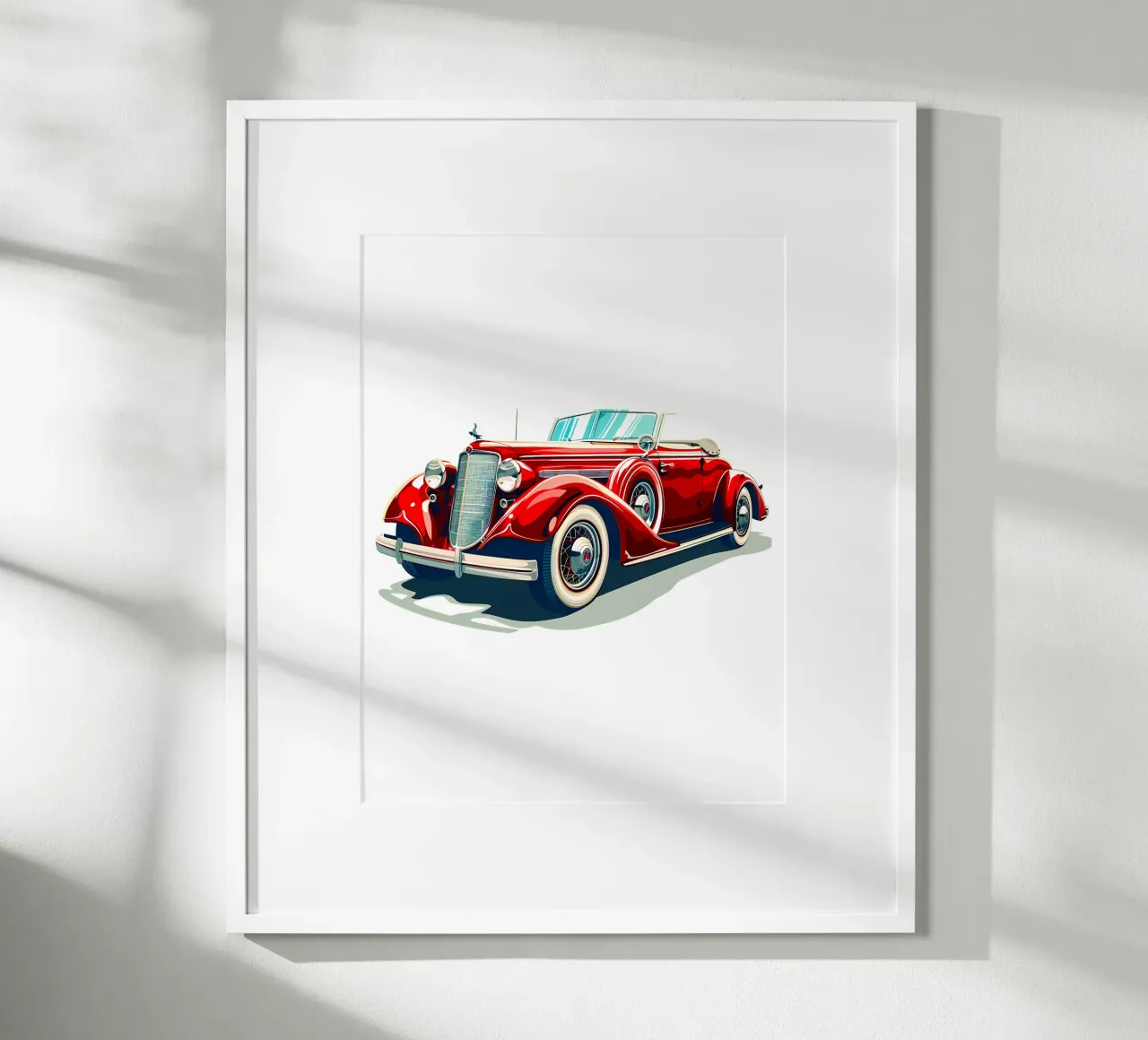 Auto cabriolet d'epoca rossa carta hahnemühle da Urban Life