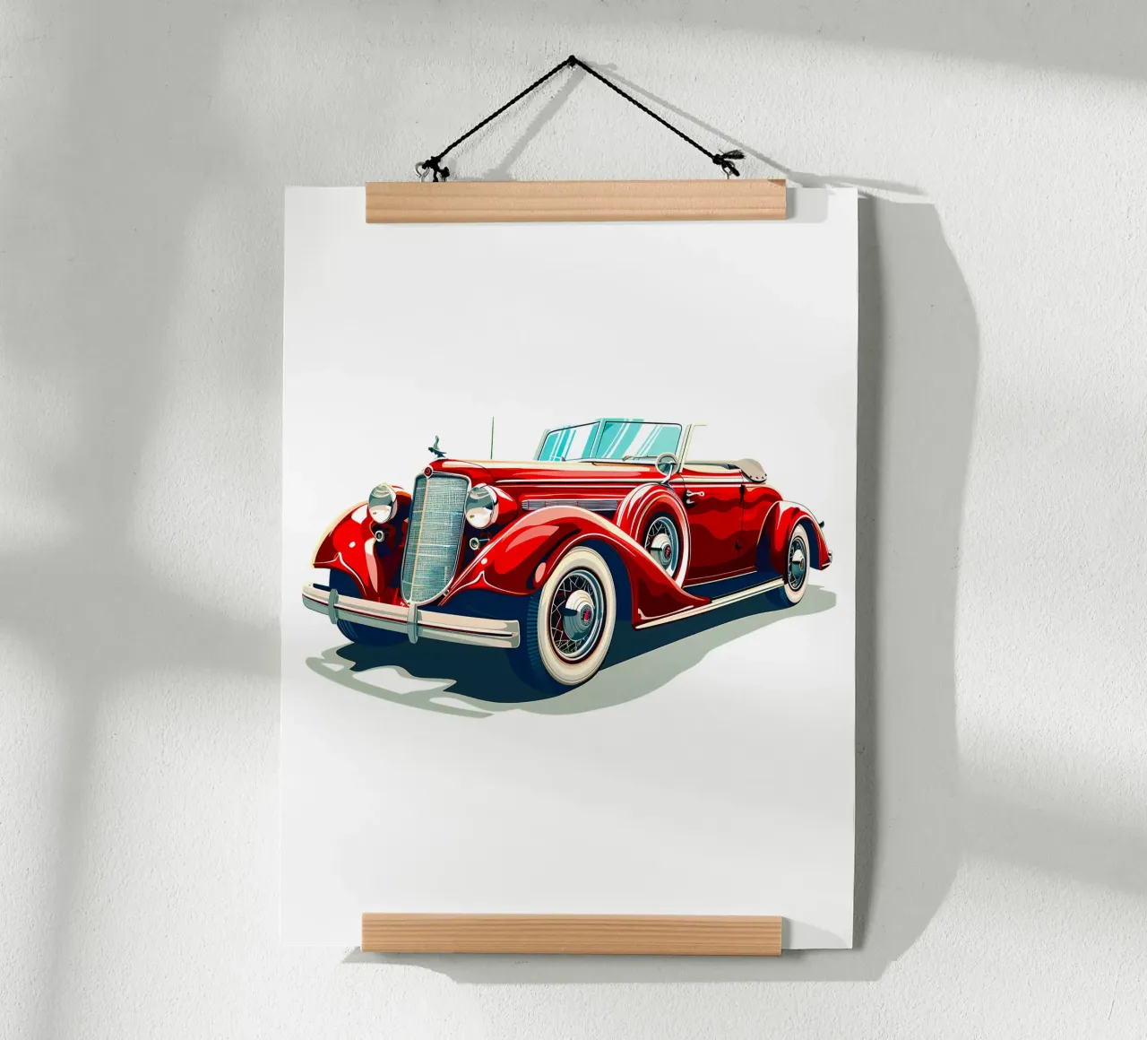 Auto cabriolet d'epoca rossa carta hahnemühle da Urban Life