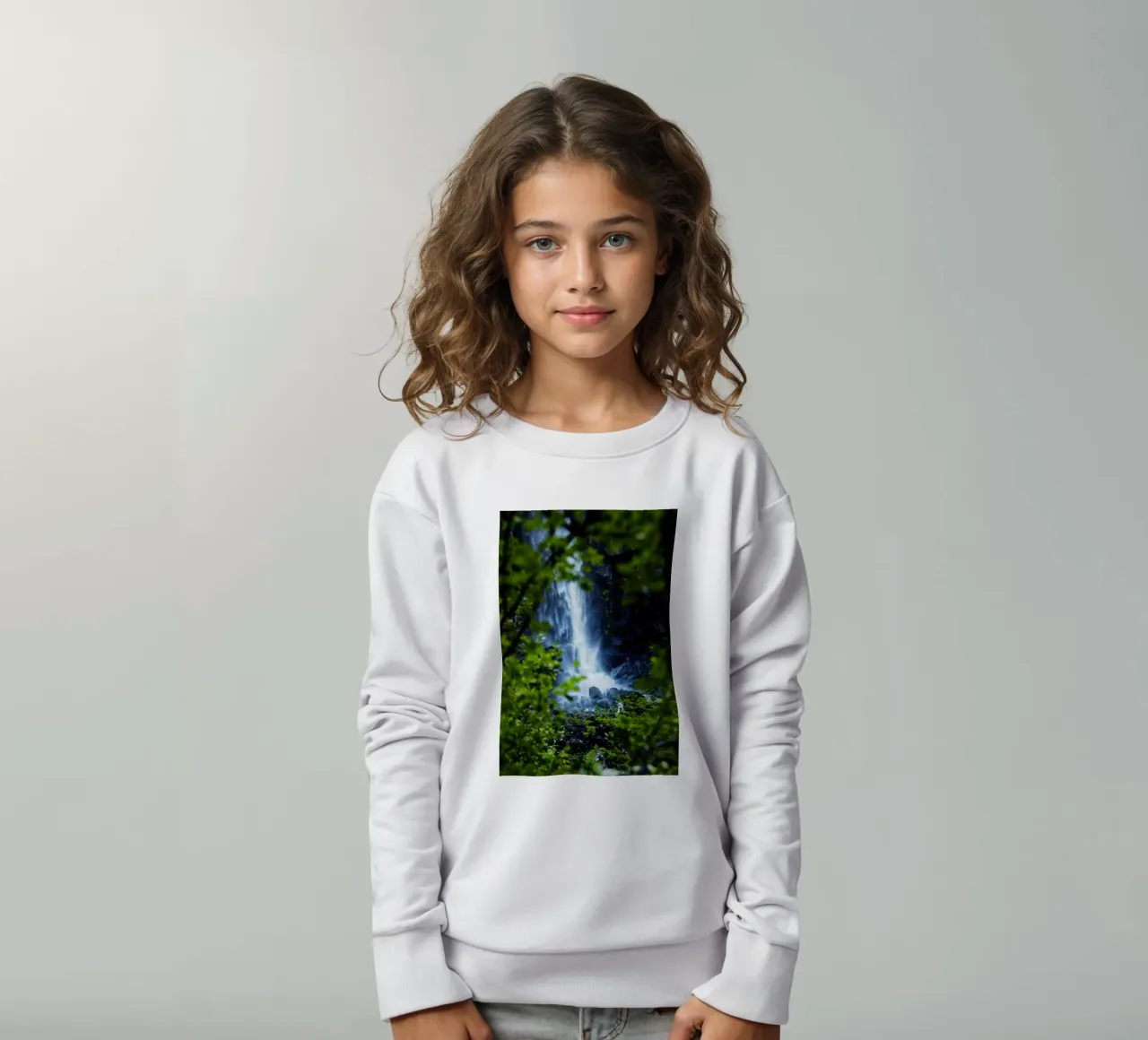 Window to the waterfall kids sweatshirt by Fjöllart