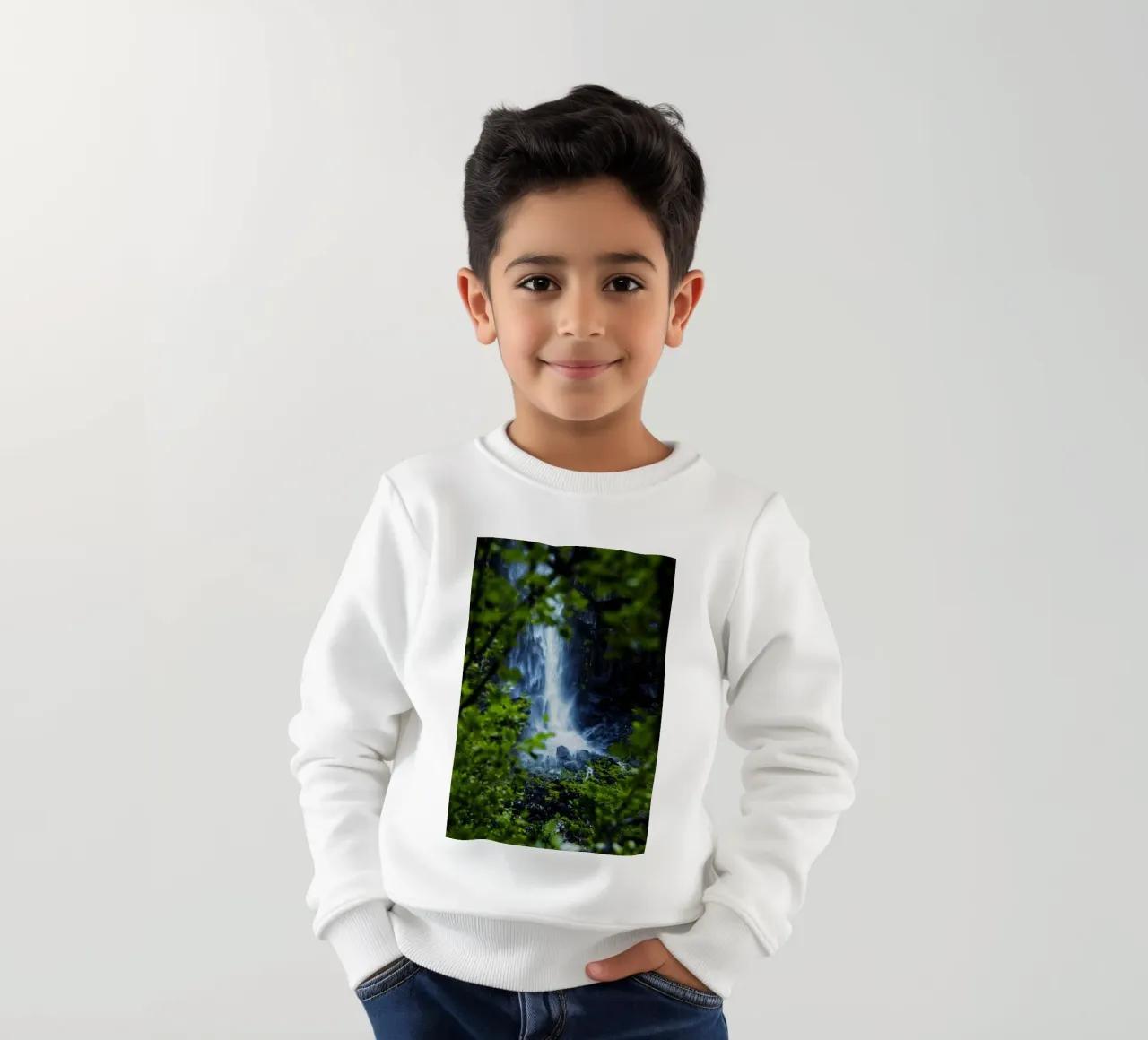 Window to the waterfall kids sweatshirt by Fjöllart