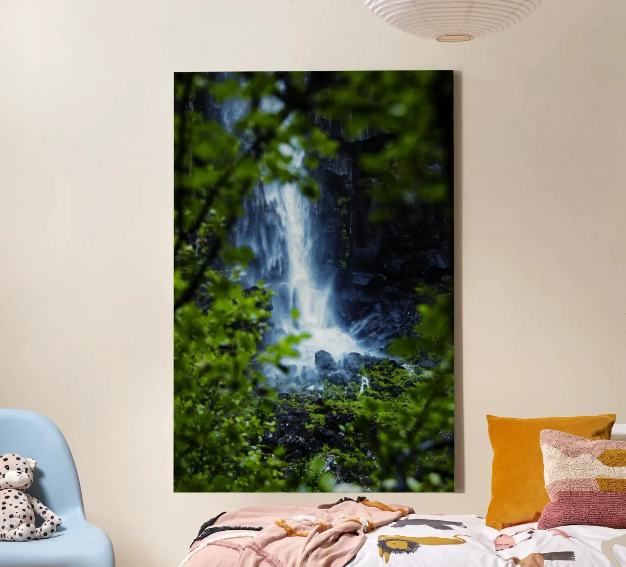 Window to the waterfall canvas met Baklijst van Fjöllart