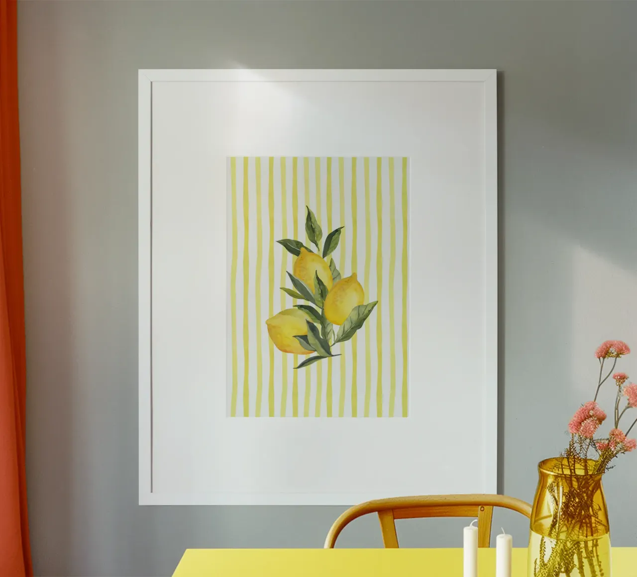 Maximalista Limone a grappolo Acquerello Giallo a righe Cucina Ar carta hahnemühle da dawnthesea