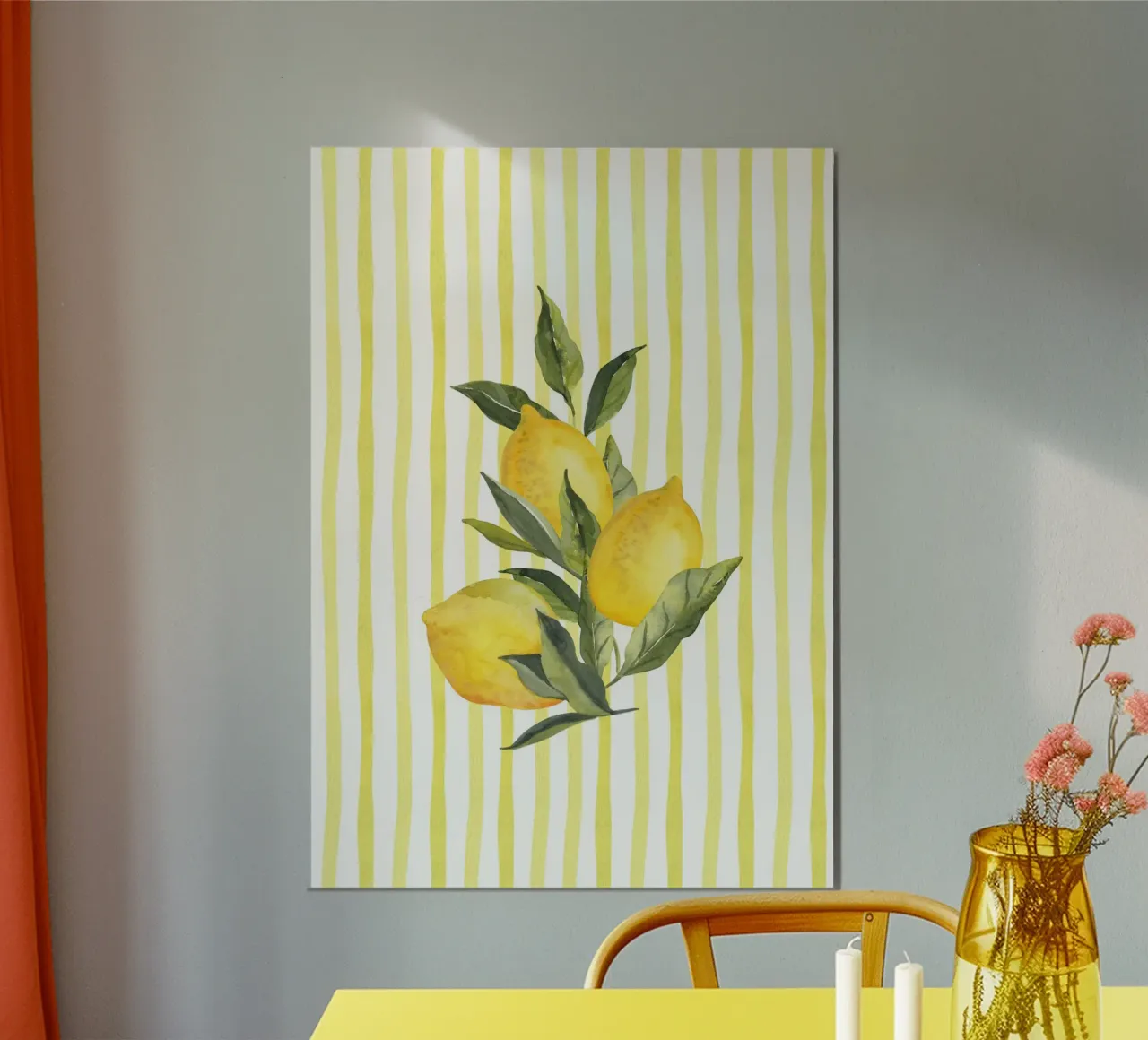 Maximalista Limone a grappolo Acquerello Giallo a righe Cucina Ar carta hahnemühle da dawnthesea
