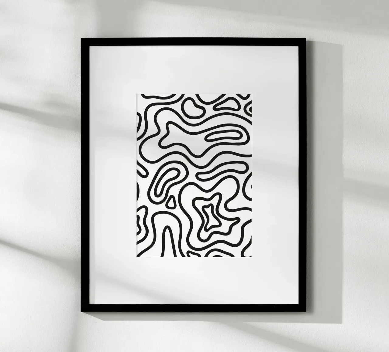 Minimalist Black White Abstract Groovy Wavy Line Art Pattern hahnemühle by dawnthesea