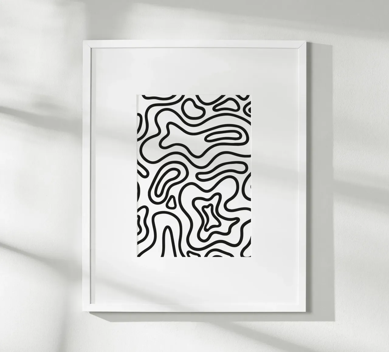 Minimalist Black White Abstract Groovy Wavy Line Art Pattern hahnemühle by dawnthesea