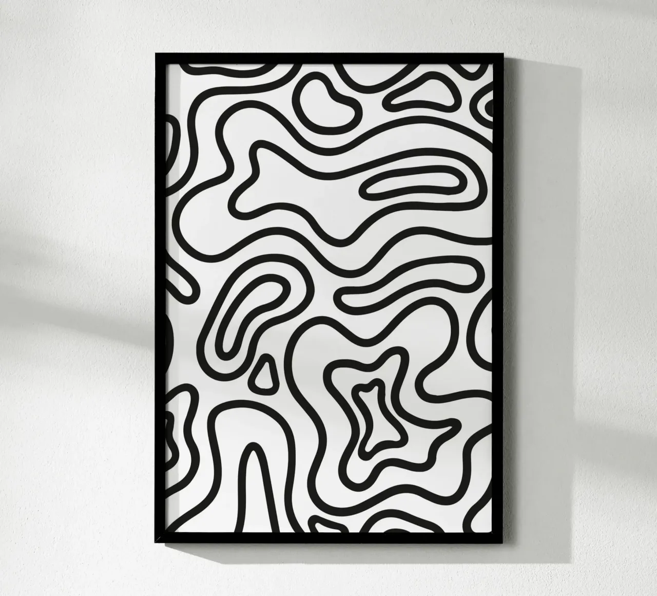 Minimalist Black White Abstract Groovy Wavy Line Art Pattern hahnemühle by dawnthesea