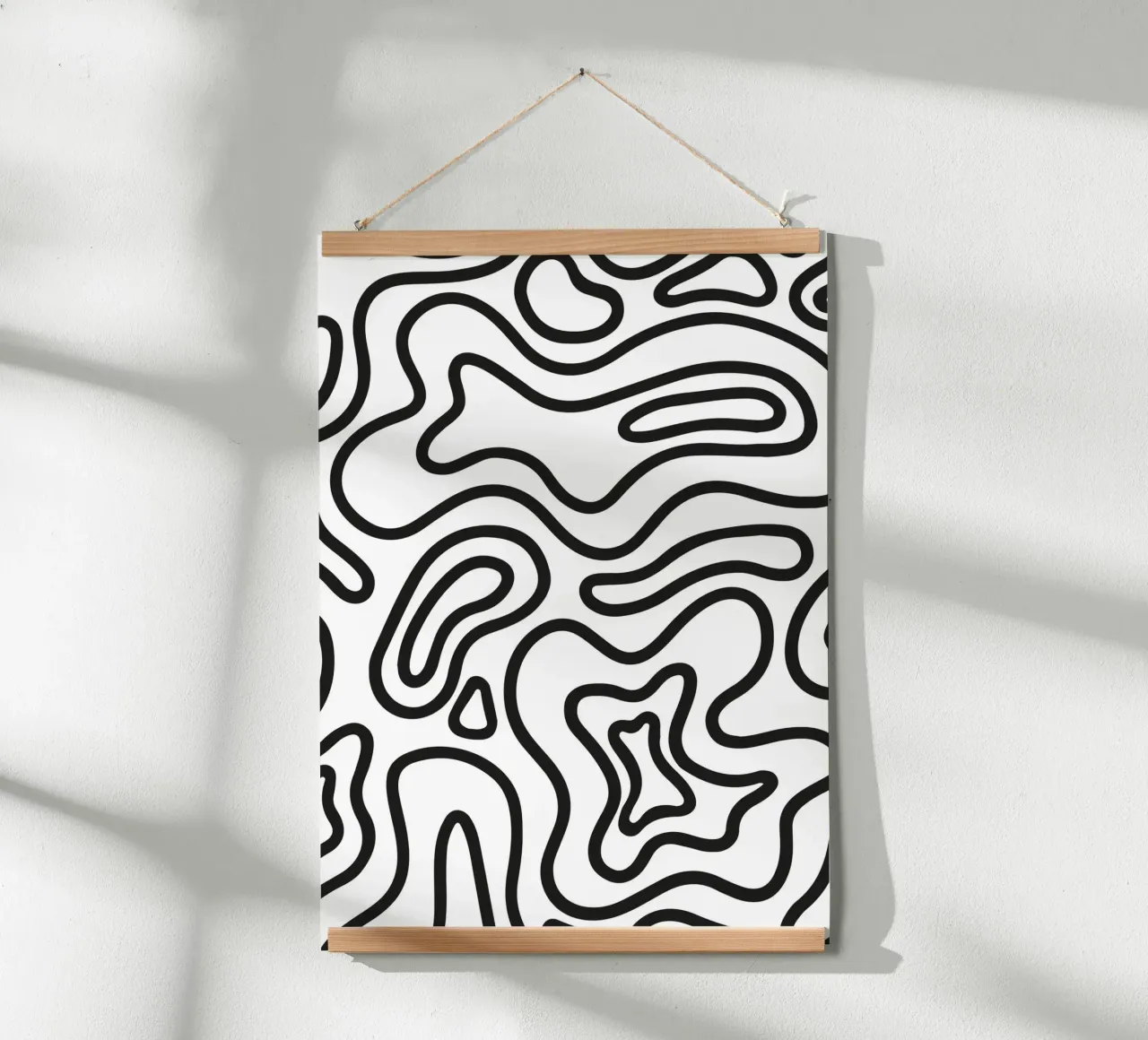 Minimalist Black White Abstract Groovy Wavy Line Art Pattern hahnemühle by dawnthesea