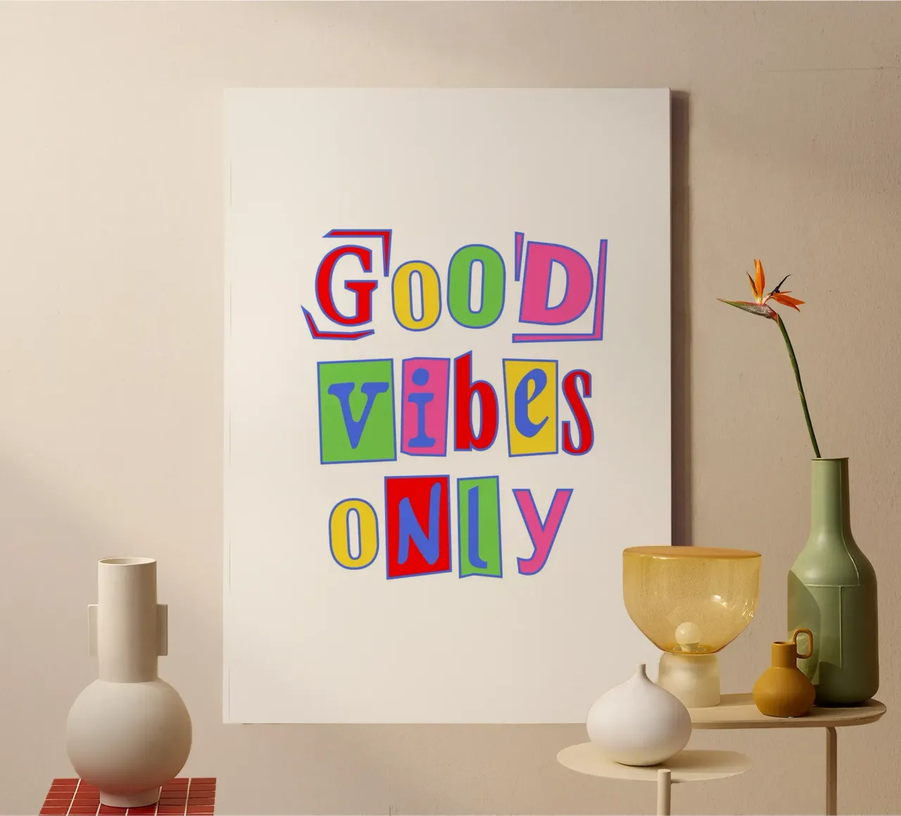Good Vibes Only Collage Print - Y2K Pop Art Typography lienzo de dawnthesea
