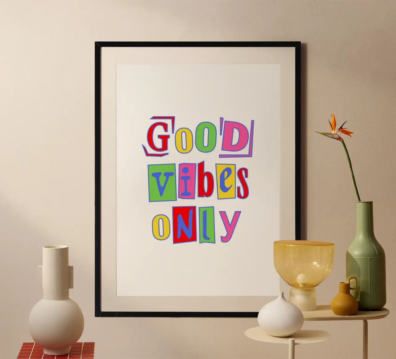 Stampa collage Good Vibes Only - Tipografia pop art dell'anno 2000 carta hahnemühle da dawnthesea