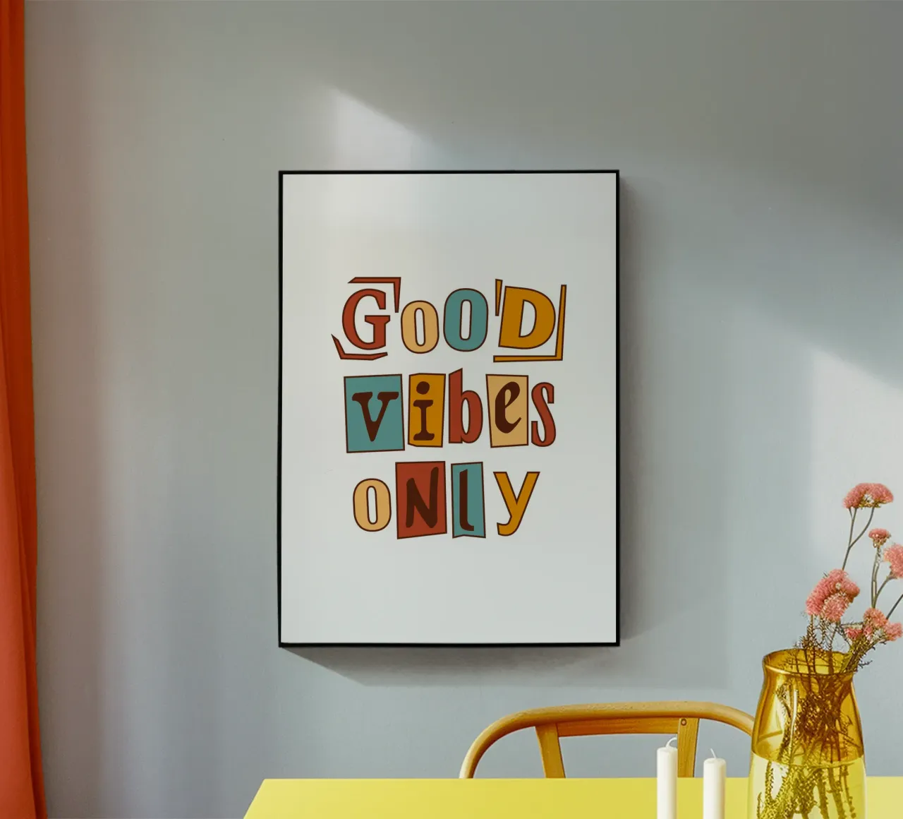 Good Vibes Only print - Retro 70s aardetint typografie acryl van dawnthesea