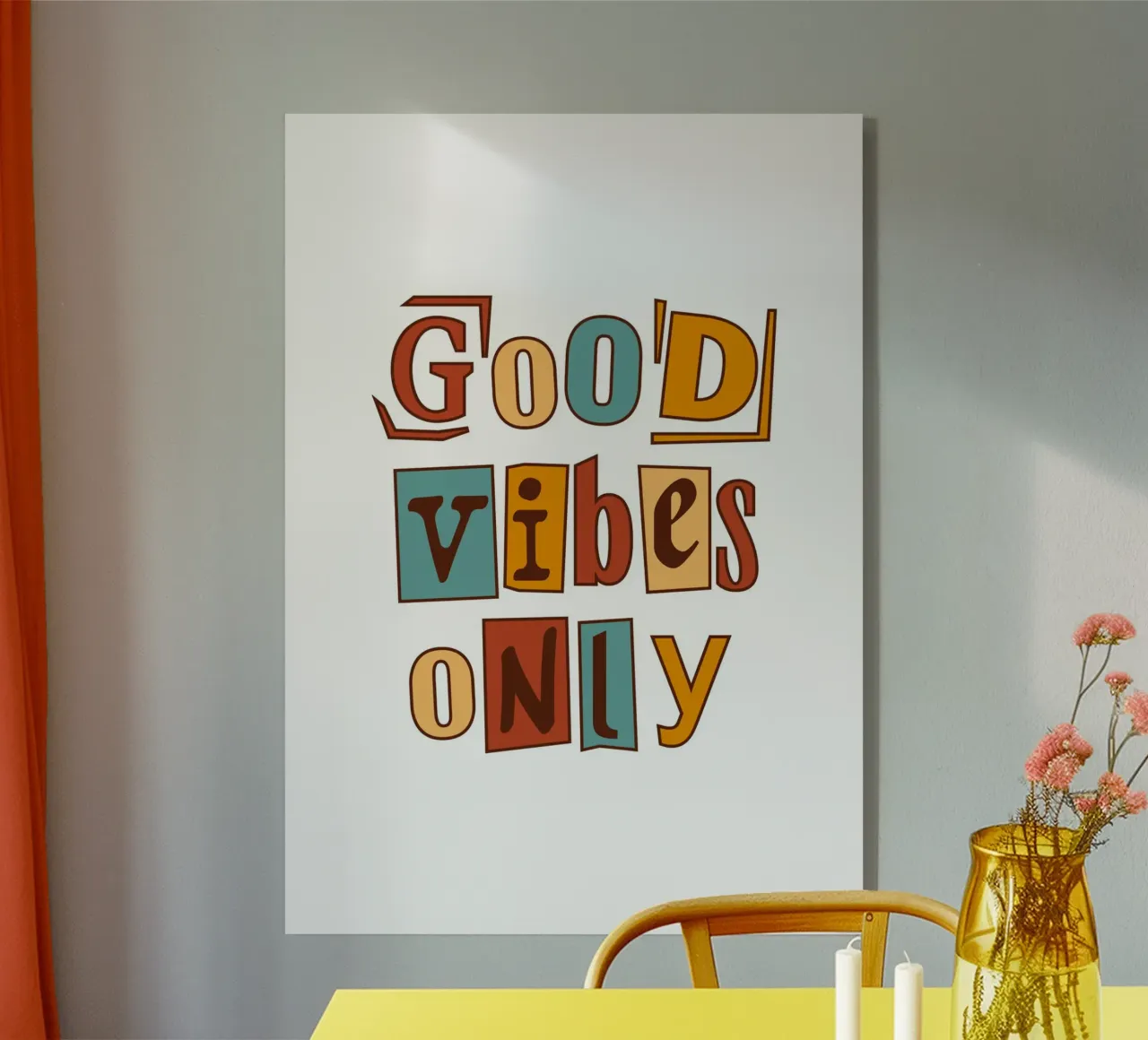 Good Vibes Only print - Retro 70s aardetint typografie acryl van dawnthesea