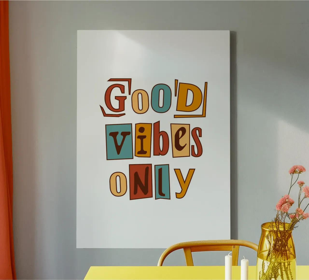 Good Vibes Only Print - Retro 70s Earth Tone Typography canvas by dawnthesea