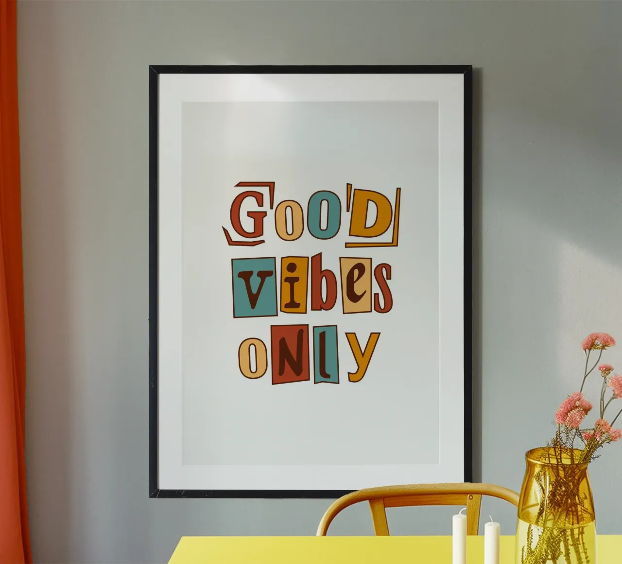 Good Vibes Only Print - Retro 70s Earth Tone Typography hahnemühle by dawnthesea