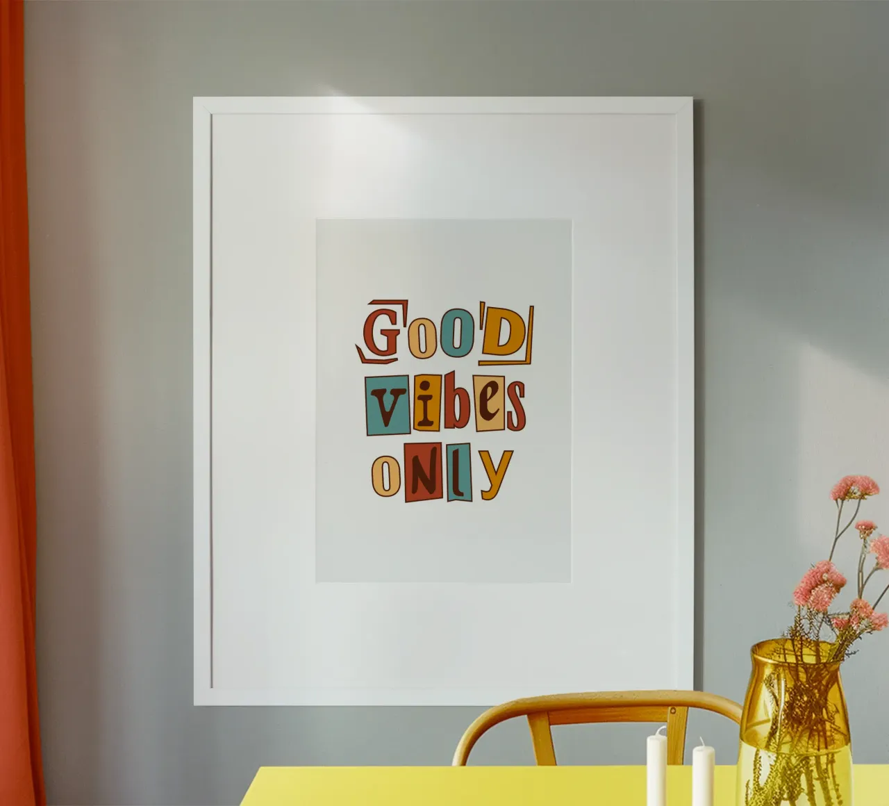 Good Vibes Only Print - Retro 70s Earth Tone Typography hahnemühle by dawnthesea
