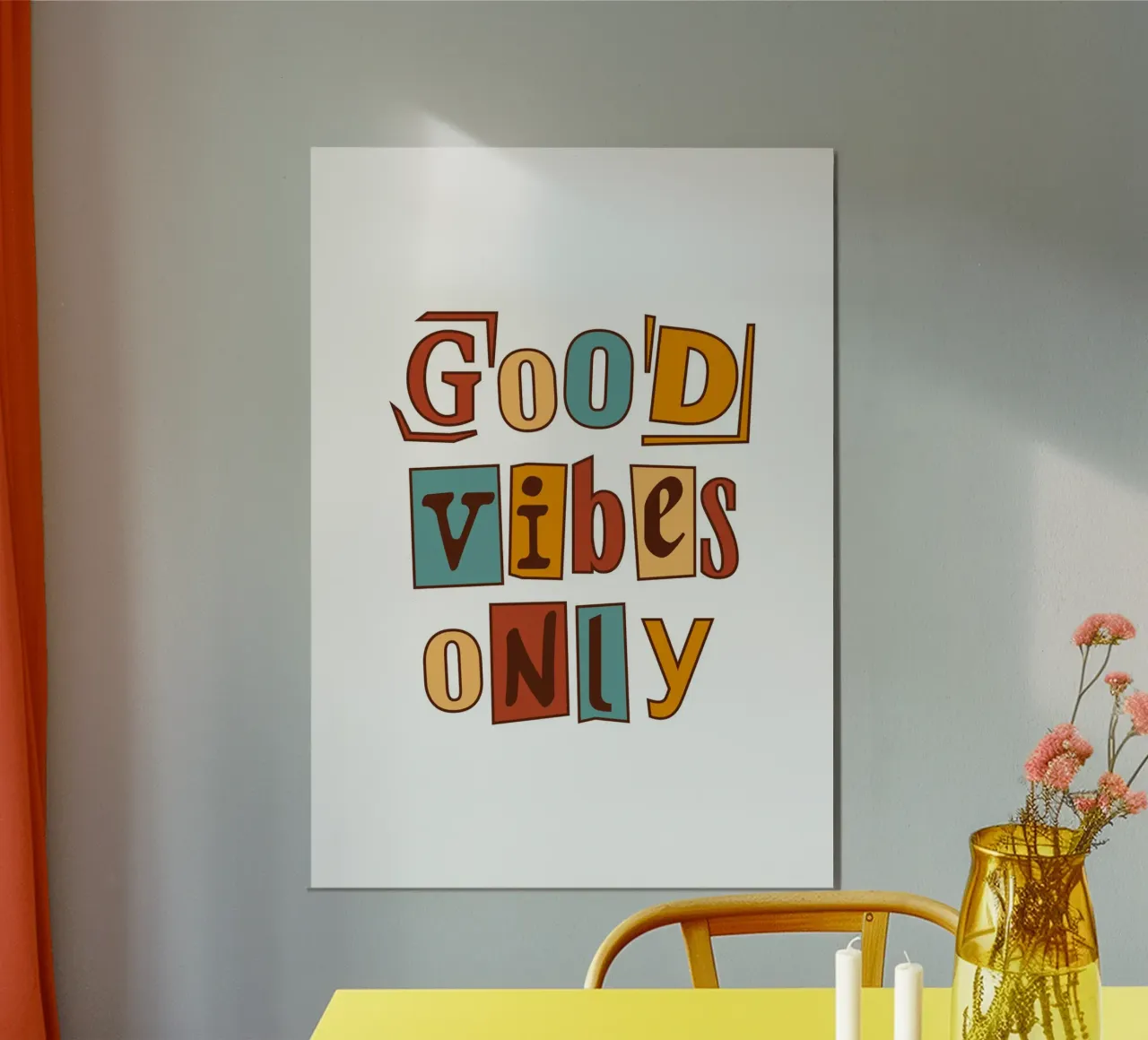 Good Vibes Only Print - Retro 70s Earth Tone Typography hahnemühle by dawnthesea
