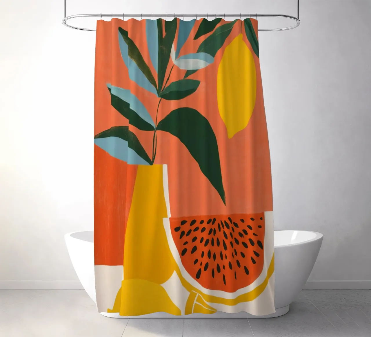 Natura morta di melone e limone | Gioia di vivere mediterranea tenda da doccia da Autofocus