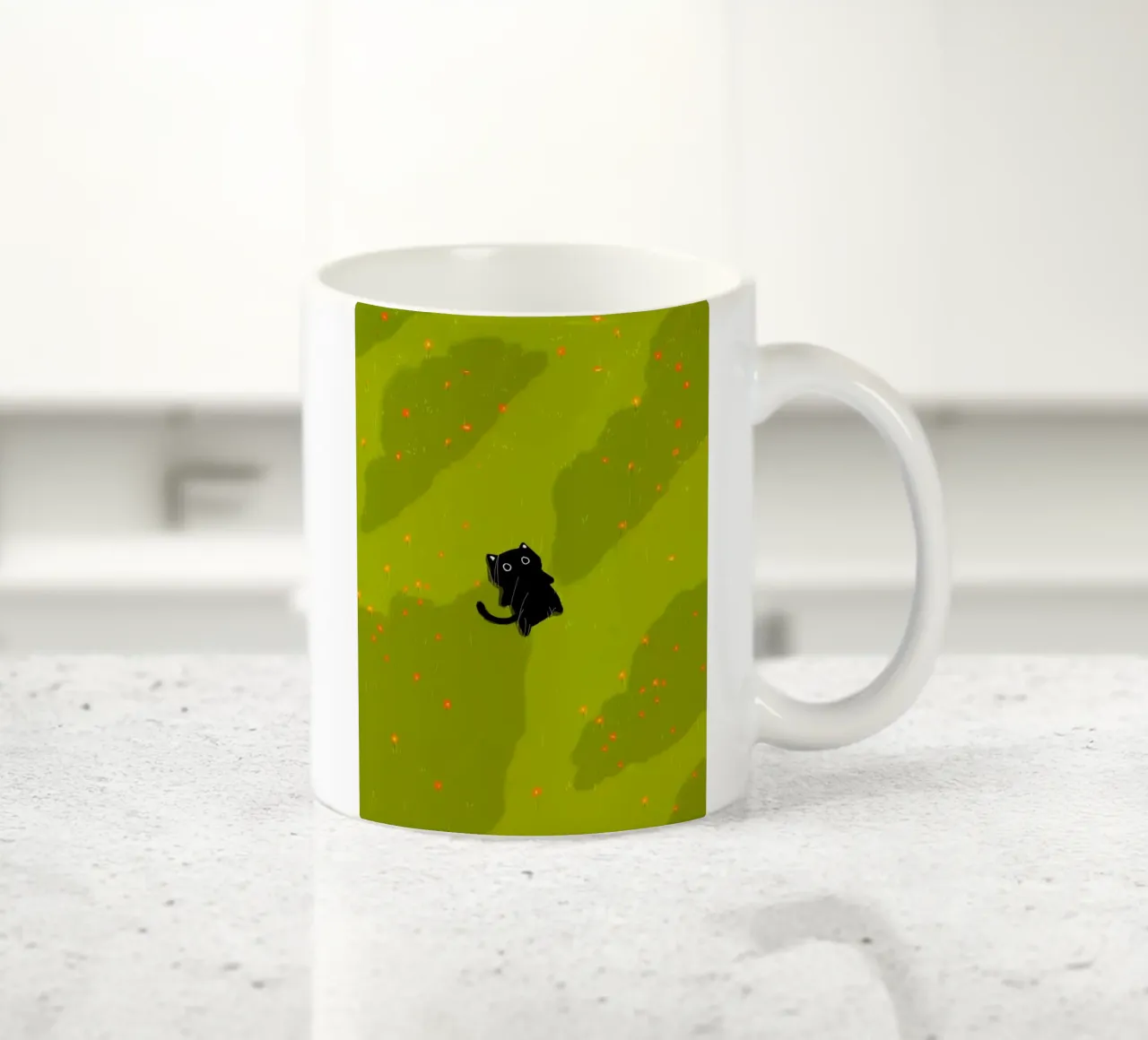 chill cat on green field tazza in ceramica da Fost