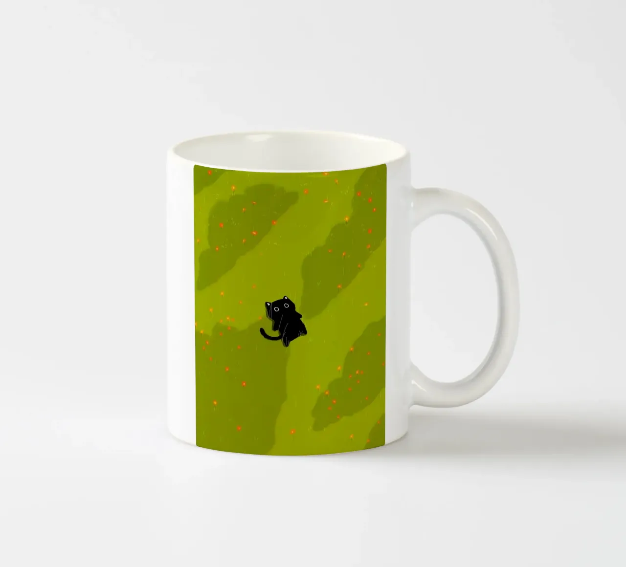 chill cat on green field tazza in ceramica da Fost