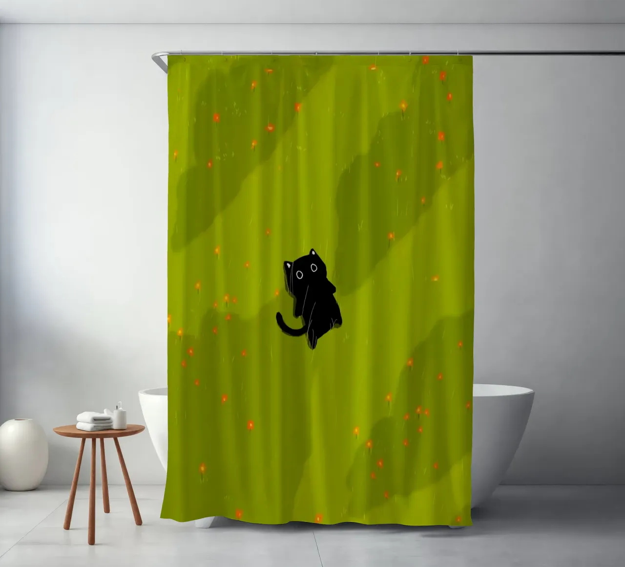 chill cat on green field tenda da doccia da Fost