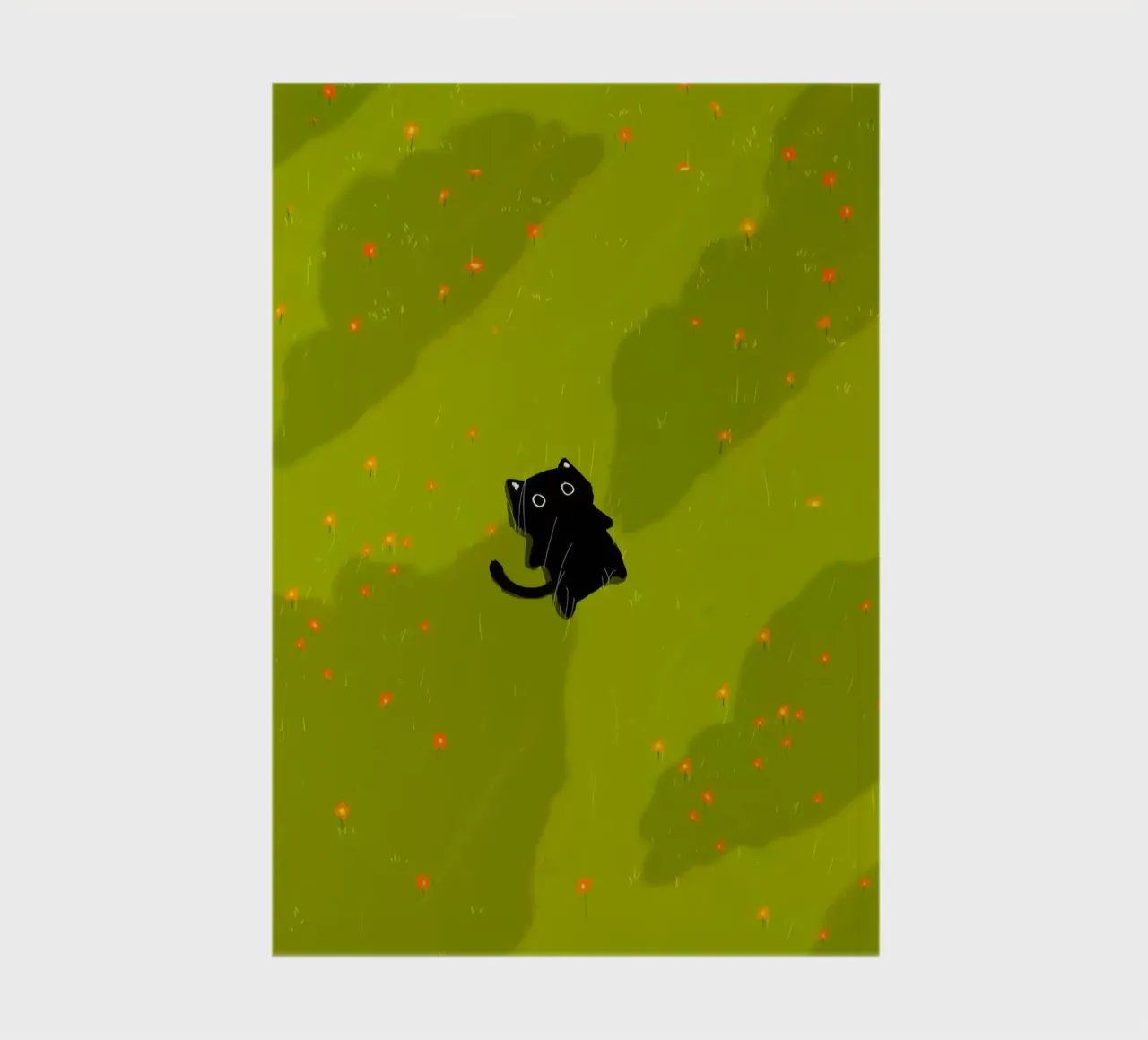 chill cat on green field notebook by Fost