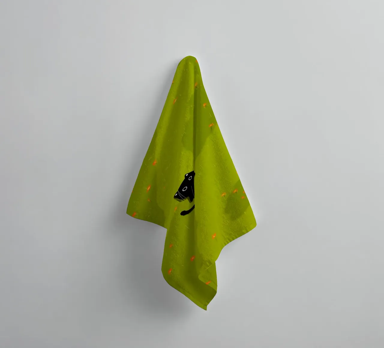 chill cat on green field towel by Fost