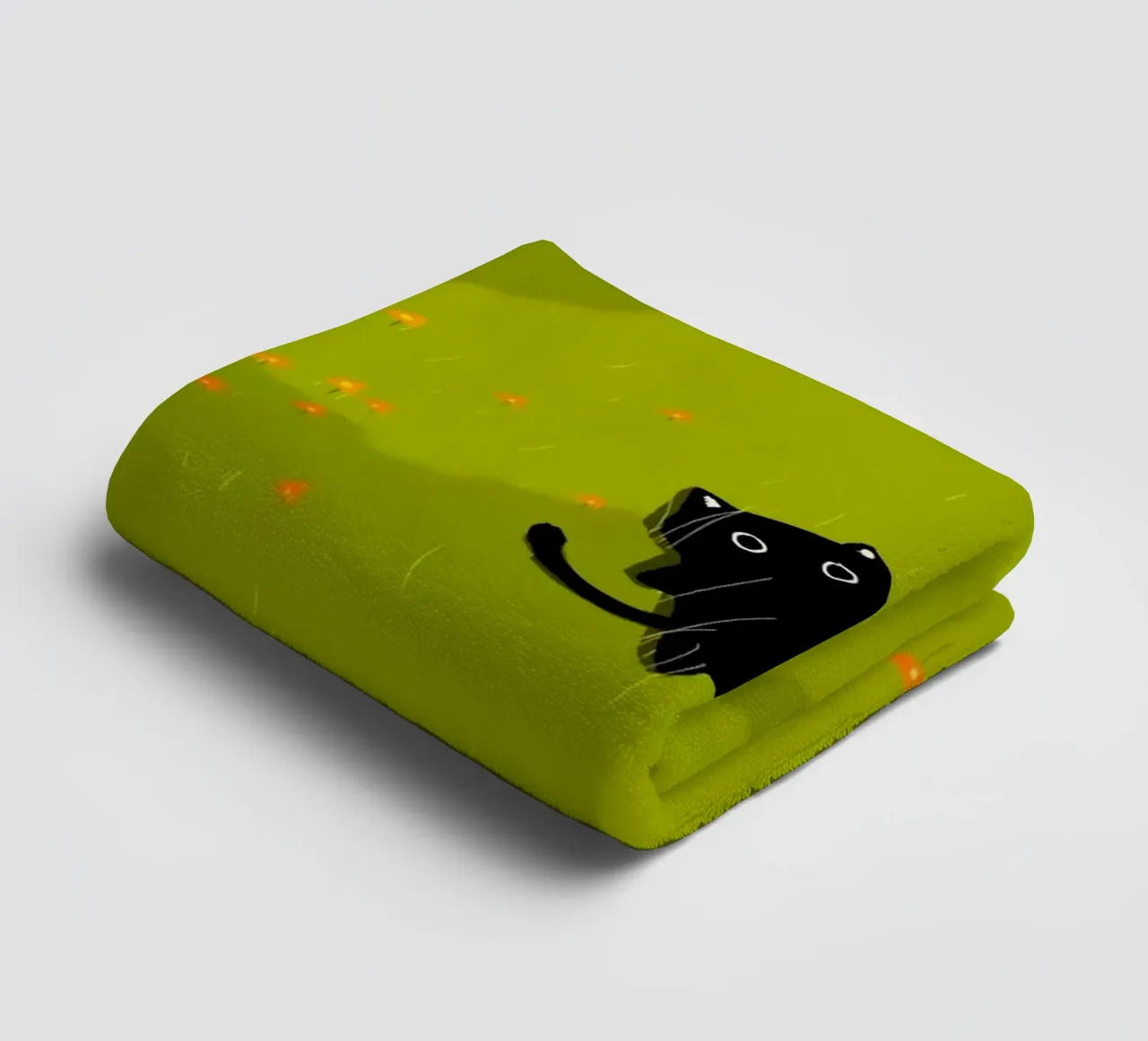 chill cat on green field towel by Fost