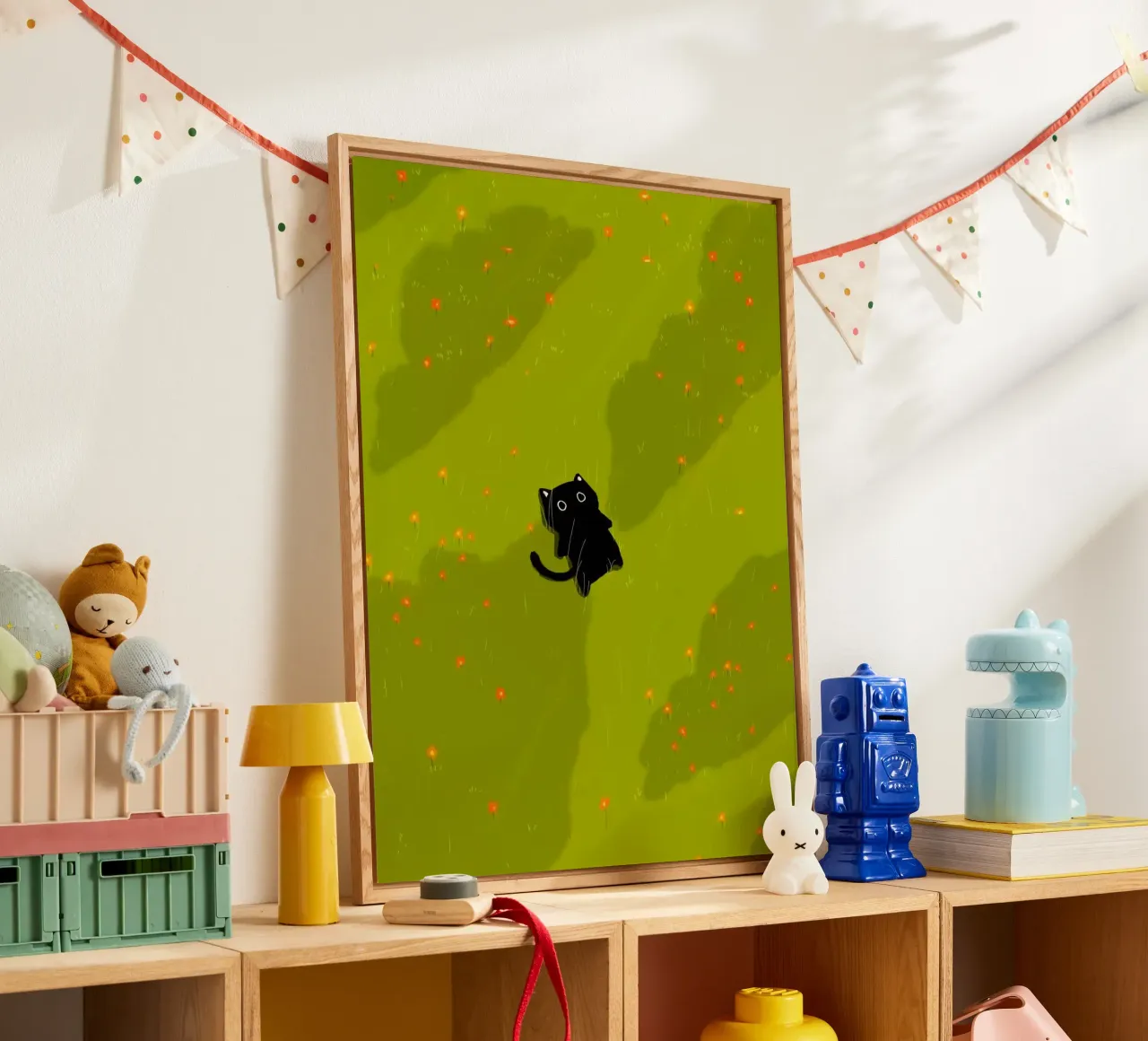 chill cat on green field metacrilato de Fost