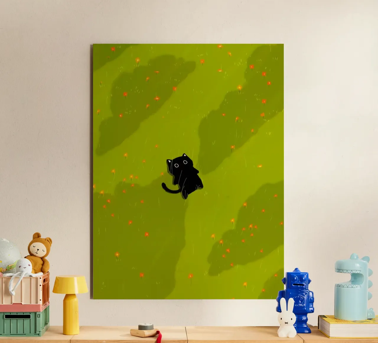 chill cat on green field alluminio dibond da Fost