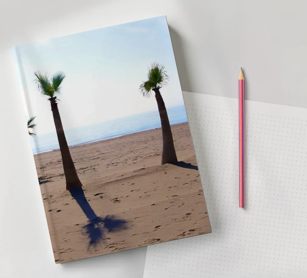 Palm trees at the beach notebook by Fjöllart