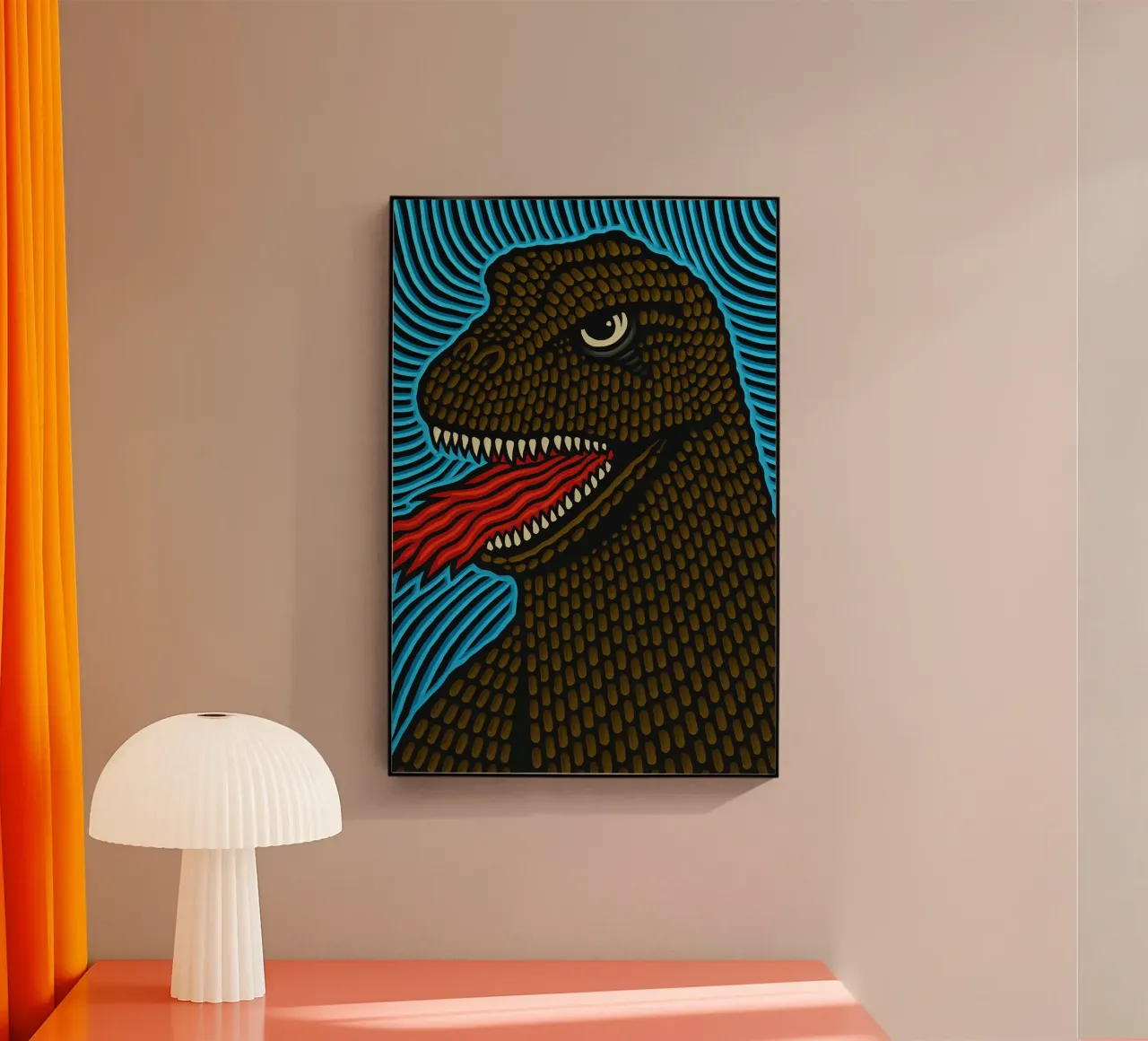 Godzilla Mostro Pop Art Comic Blacklight Psychedelic plexiglass da Bakara