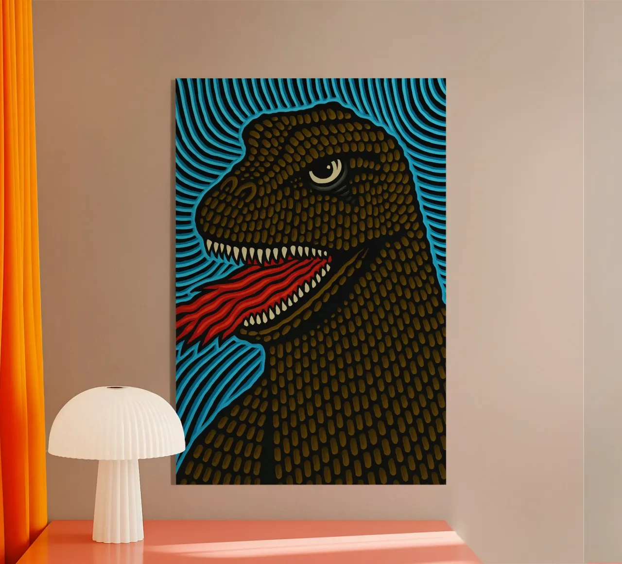 Godzilla Mostro Pop Art Comic Blacklight Psychedelic plexiglass da Bakara
