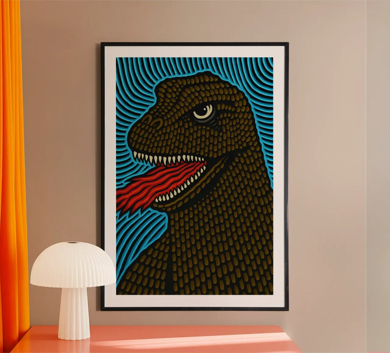 Godzilla Mostro Pop Art Comic Blacklight Psychedelic carta hahnemühle da Bakara