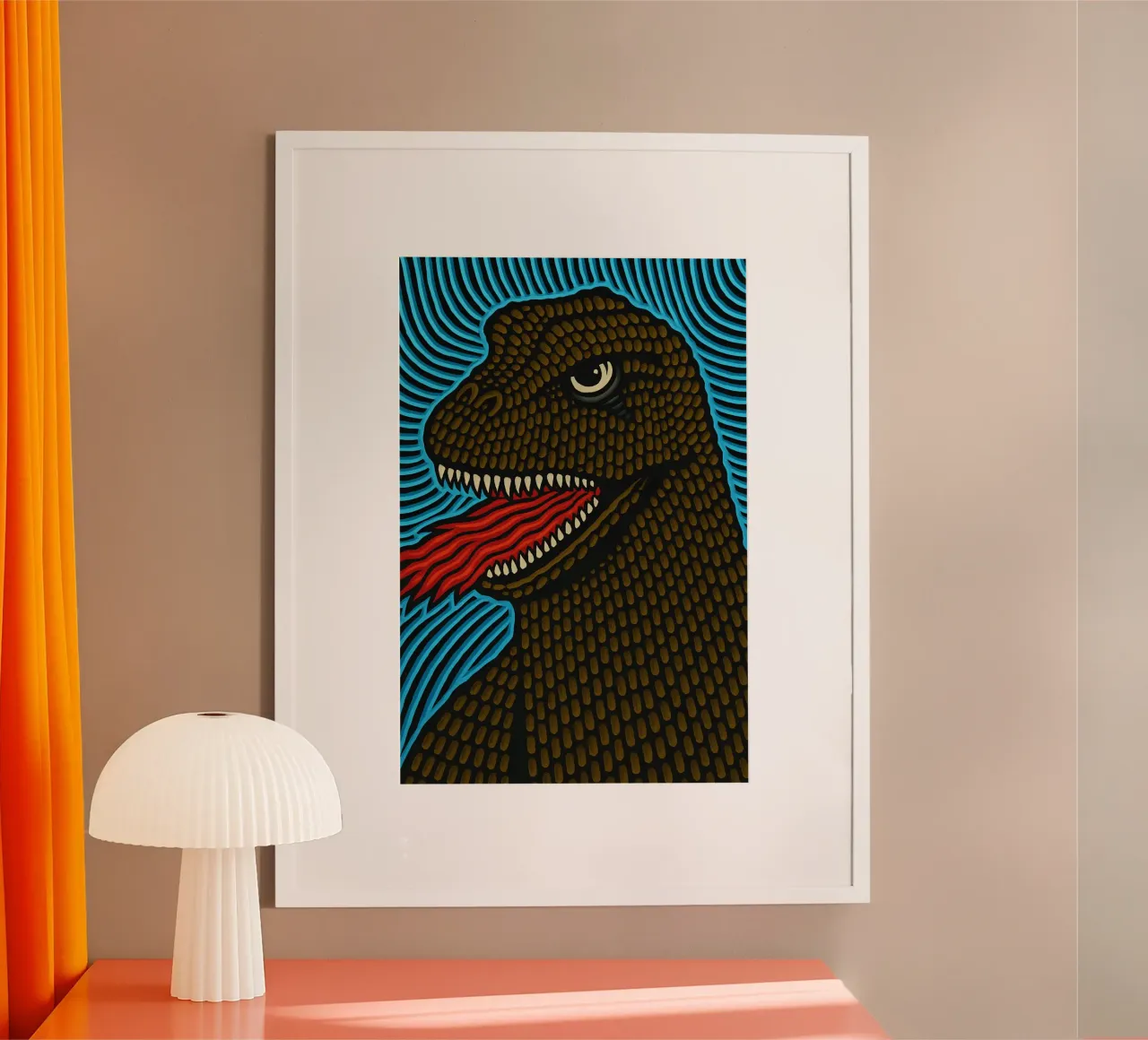 Godzilla Mostro Pop Art Comic Blacklight Psychedelic carta hahnemühle da Bakara