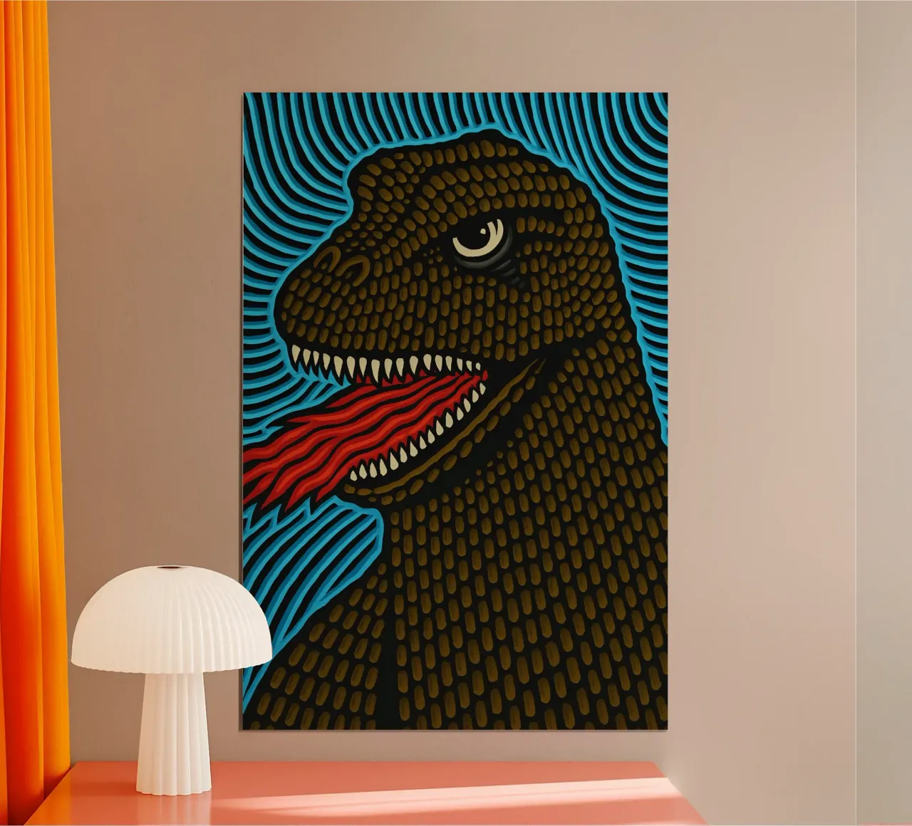 Godzilla Mostro Pop Art Comic Blacklight Psychedelic carta hahnemühle da Bakara