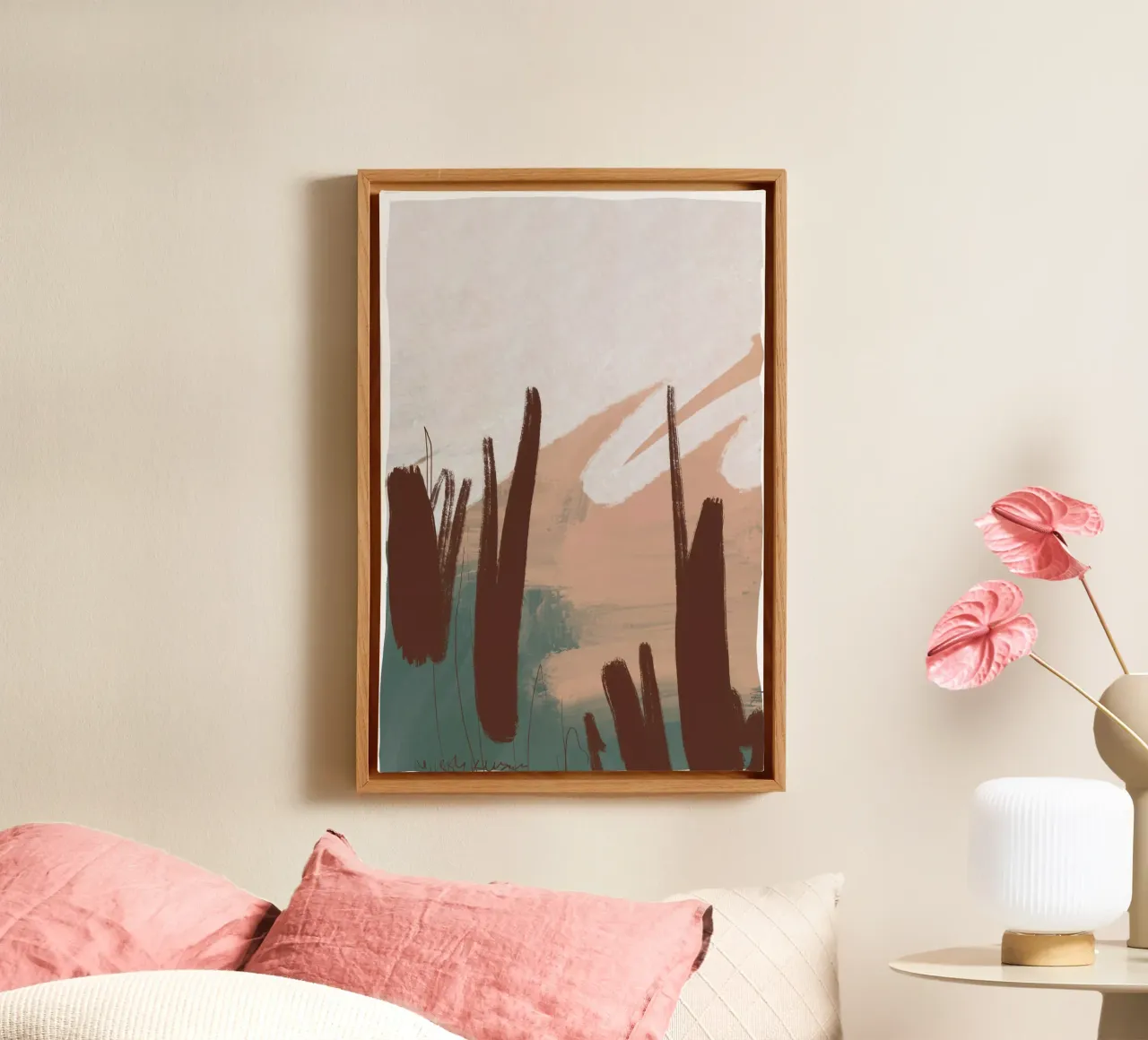 Sienna velden met zonsondergang canvas met Baklijst van nileshkikuuchise