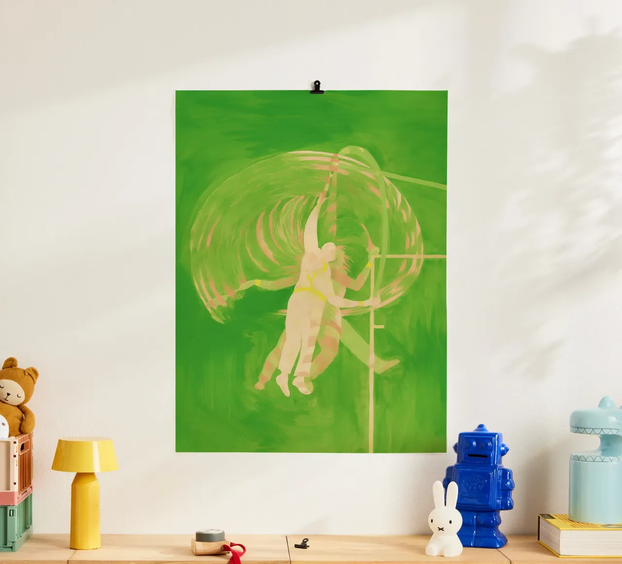 Trapèze vert Acrobate Mouvement abstrait Minimaliste hahnemühle de Bakara